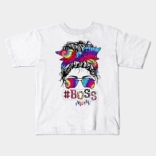 Boss mom colorful tie dye Kids T-Shirt